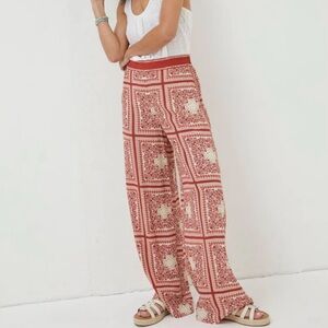 FatFace Natural Scarf Print Palazzo Trousers 6 Regular